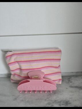 PARKE Fairy Pink Hair Claw Clip W Pink Striped Pouch SOLD OUT